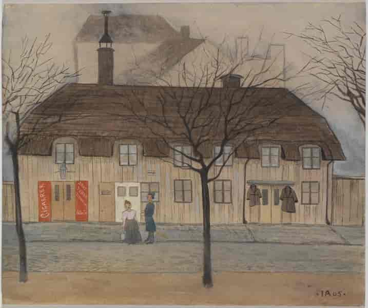 Maleriet «Piga och konstapel» av Ivar Arosenius 1905
