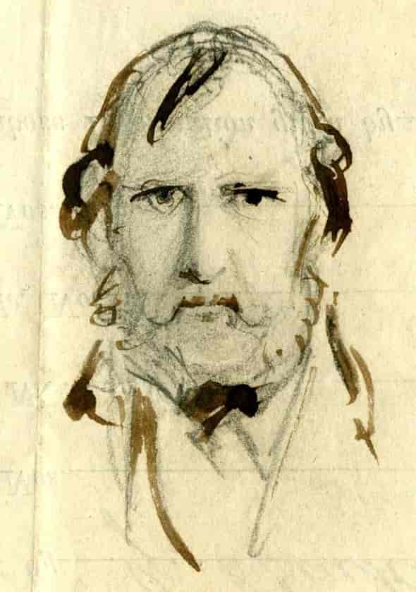 Den britiske karikaturtegneren George Cruikshanks selvportrett fra 1858.