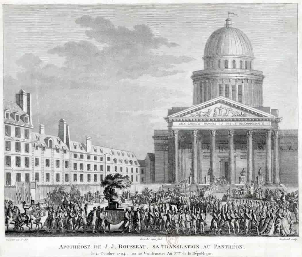Rousseus aske overføres til Panthéon i Paris (1798)