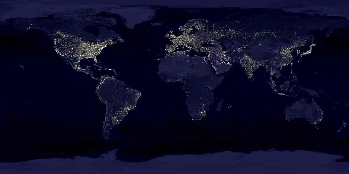 Elektrisk lys sett fra verdensrommet