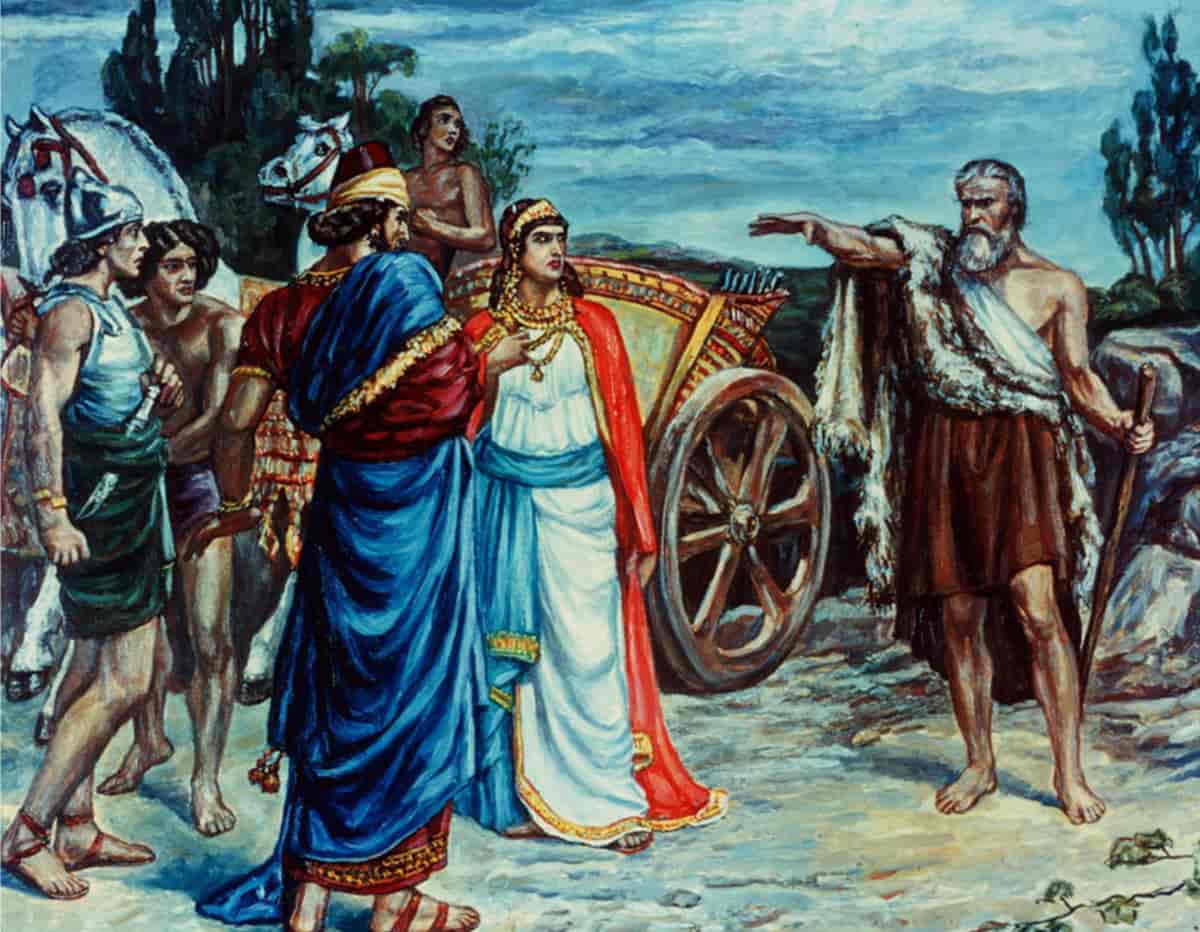Jesabel og Ahab møter Elia.