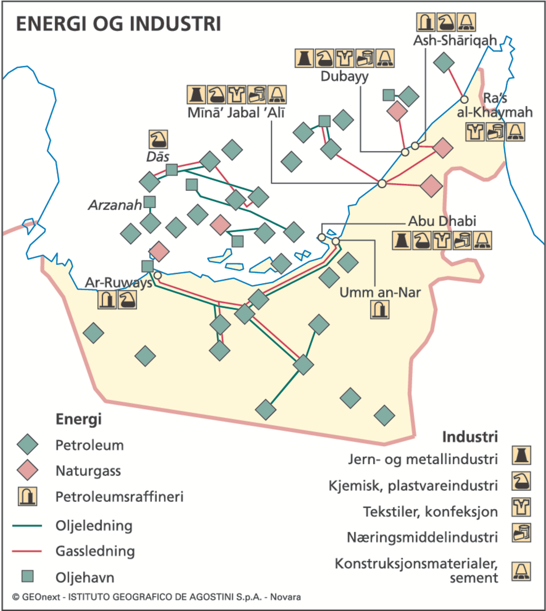 Arabiske emirater, øk. kart