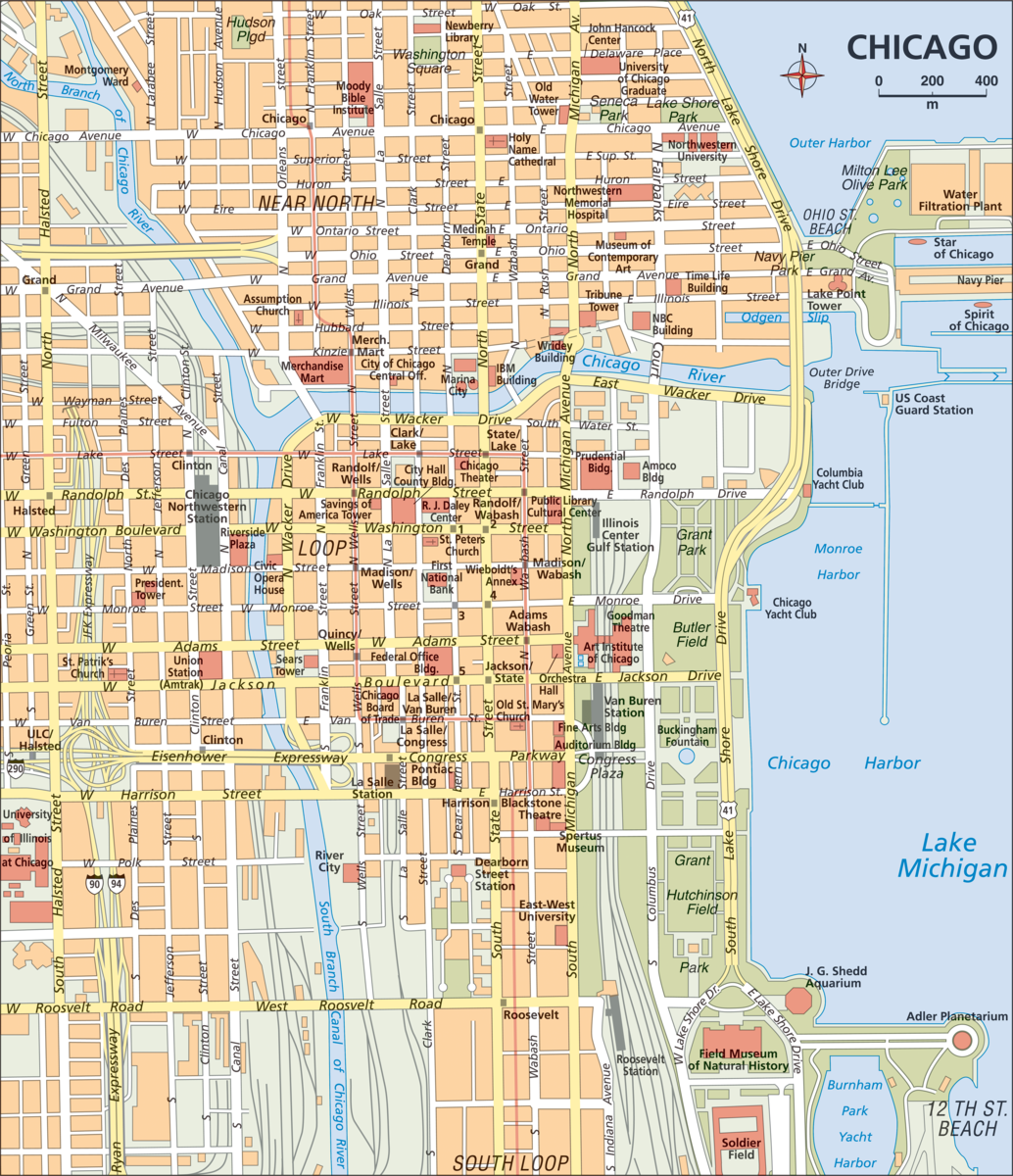 Chicago (kart, indre bydeler)