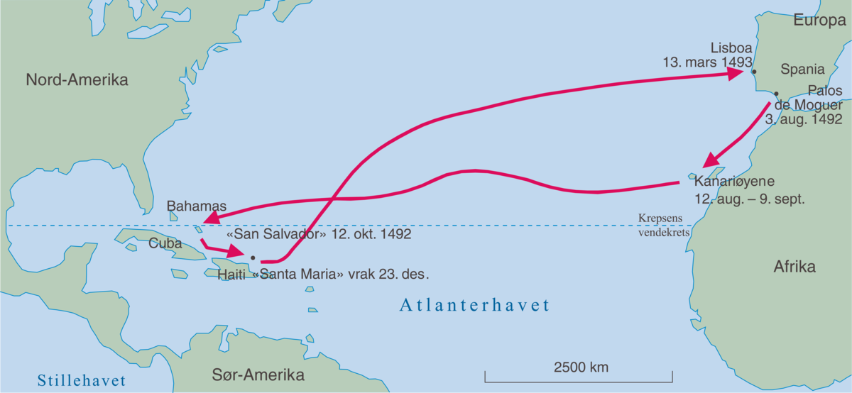 Columbus’ første reise 1492–93.
