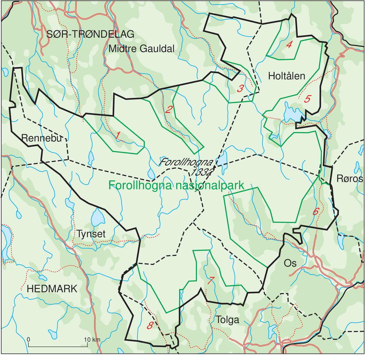 Forollhogna nasjonalpark (kart)