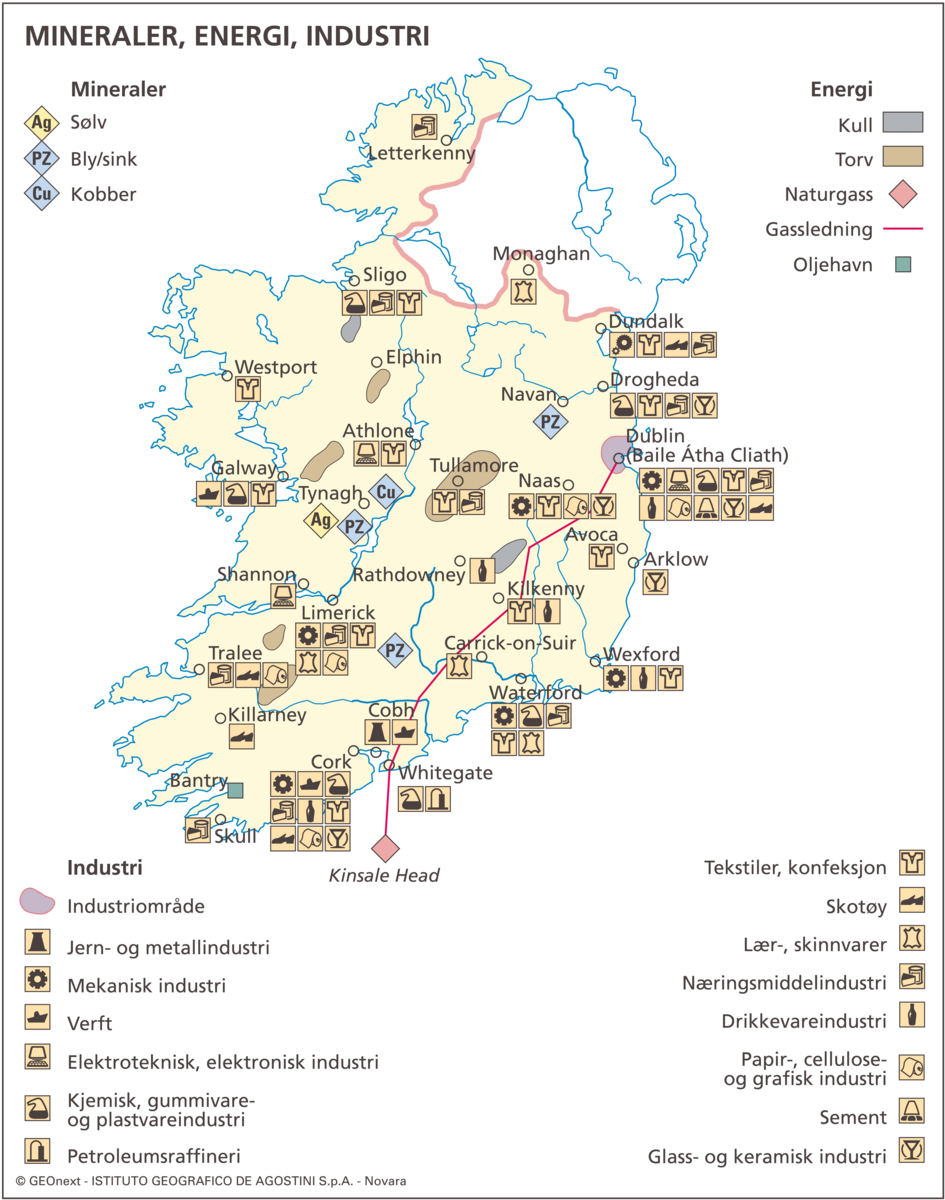 Irland (Næringsliv) (mineraler og industri)