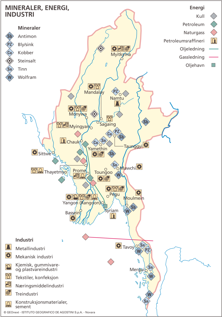 Myanmar, øk. kart