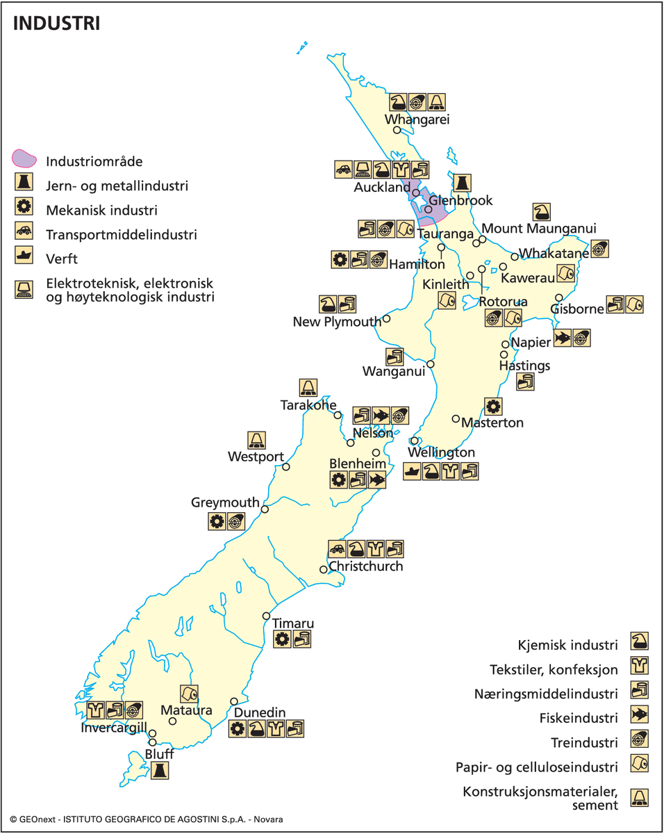 New Zealand (Økon. kart: industri)