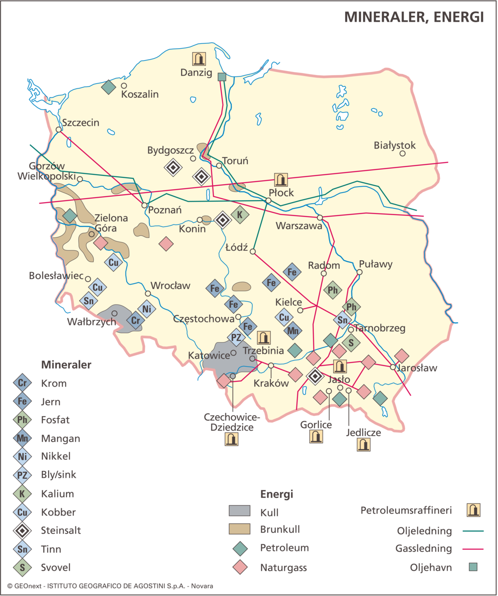 Polen (Kart: Mineraler og energi)