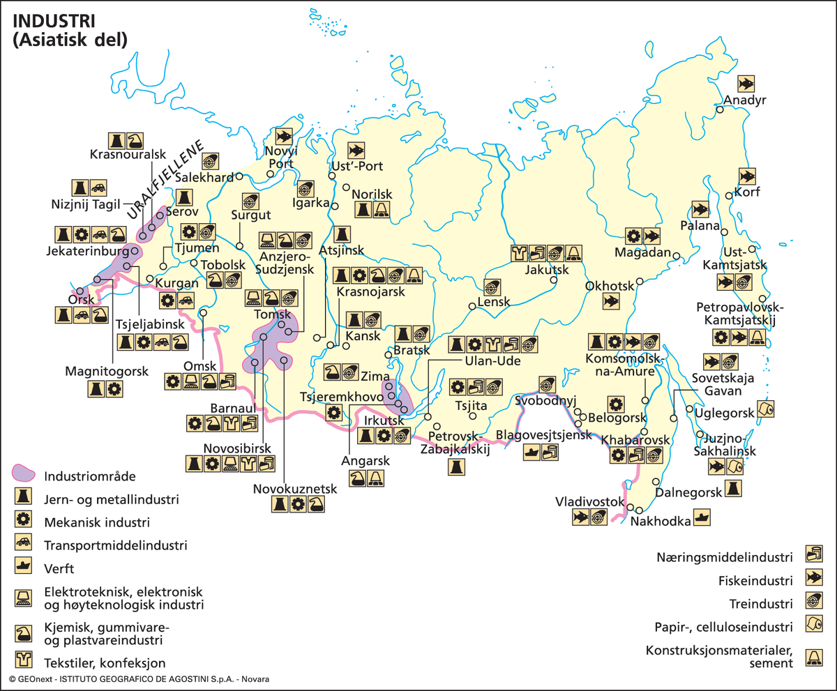 Russland (Kart: Industri) (Asiatisk del).