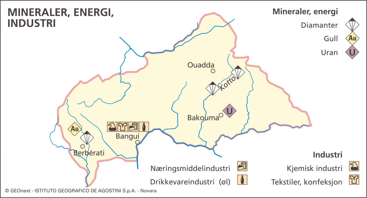Sentralafrikanske republikk (Kart: økon. aktivitet)