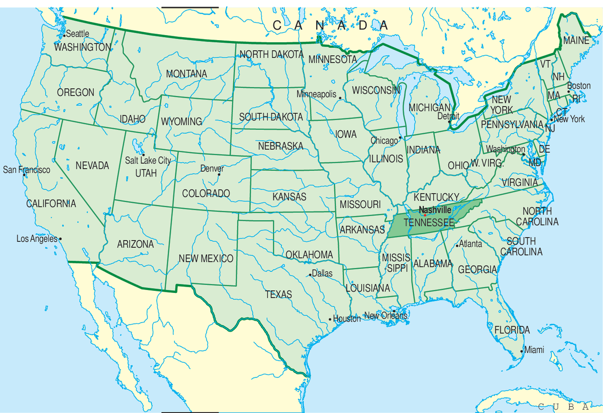 Tennessee (Plasseringskart)