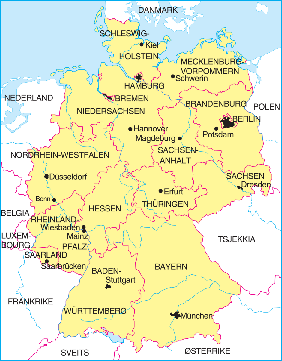 Tyskland, delstatskart