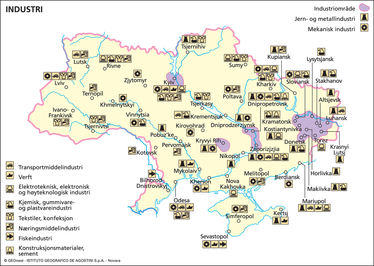 Ukraina (Økon. kart: industri.)