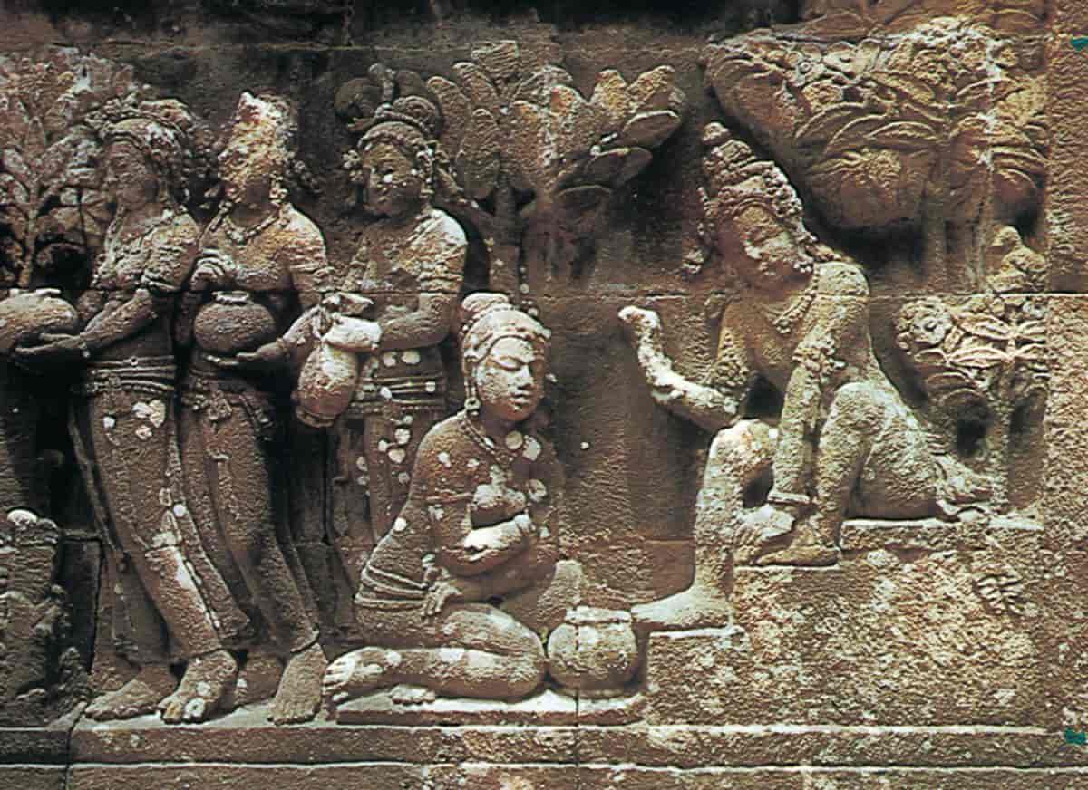 Relieff: Buddha ved brønnen
