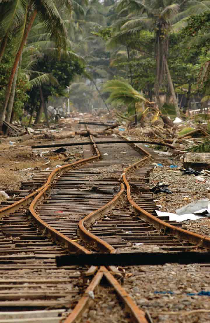 Jernbane ødelagt av tsunami