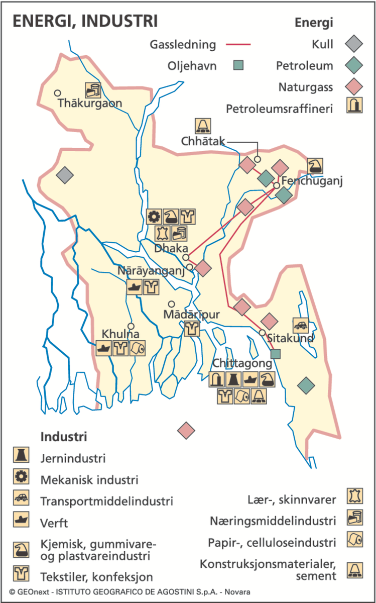 Bangladesh, øk. kart