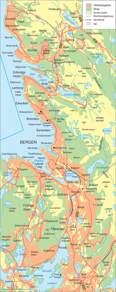 Bergen (kart, by og omegn)