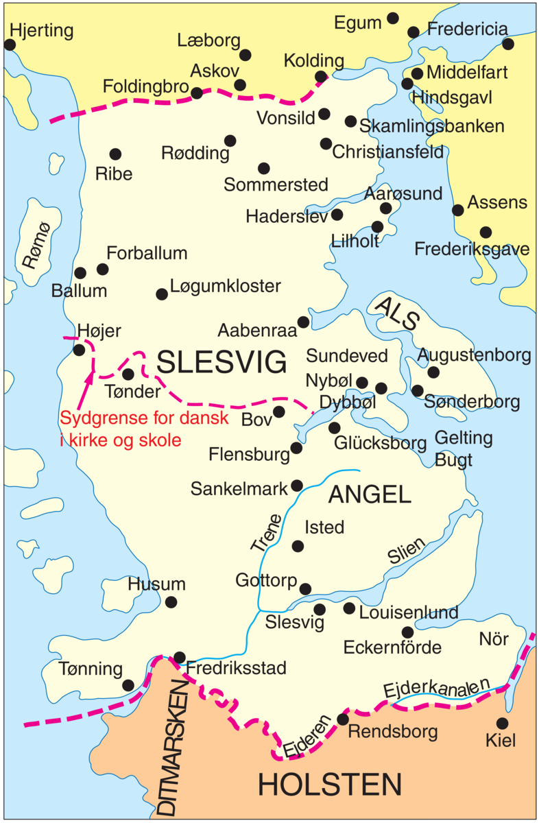 Danmark, Sønderjylland historisk kart