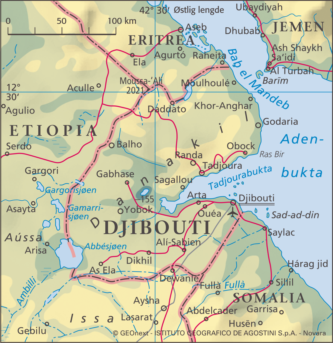 Kart over Djibouti