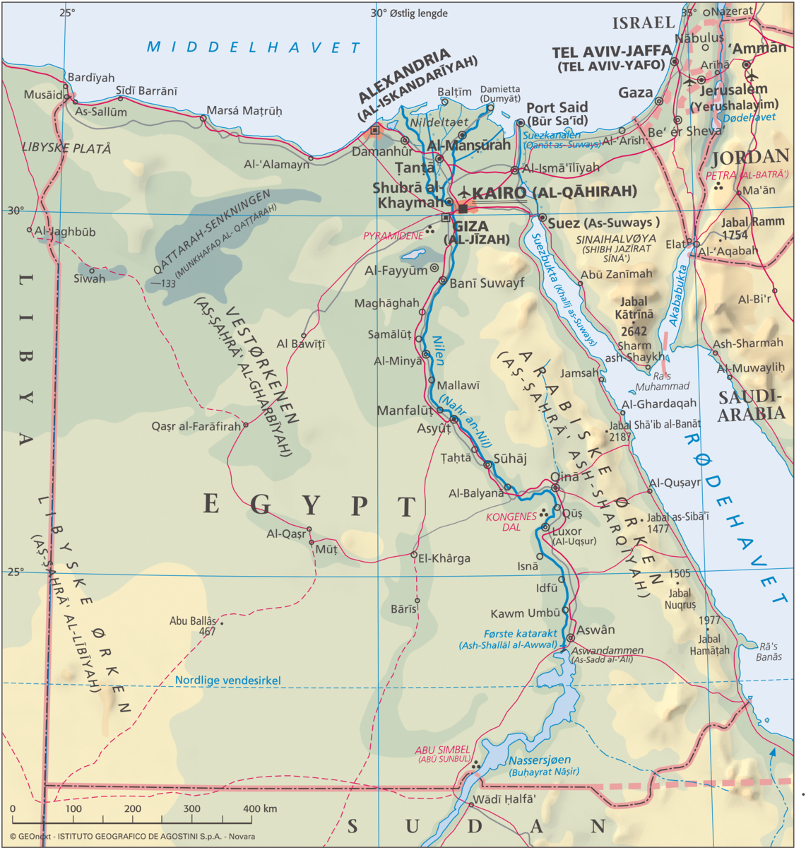Egypt – landkart