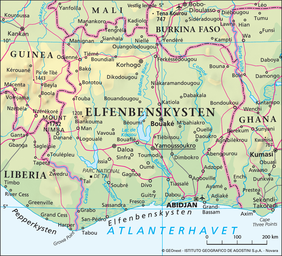Elfenbenskysten – landkart