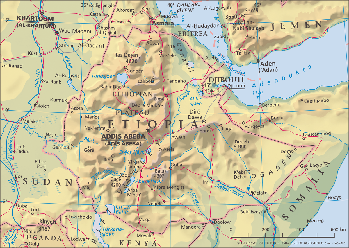 Etiopia – landkart