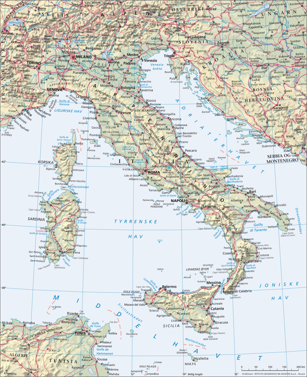 Italia, landkart