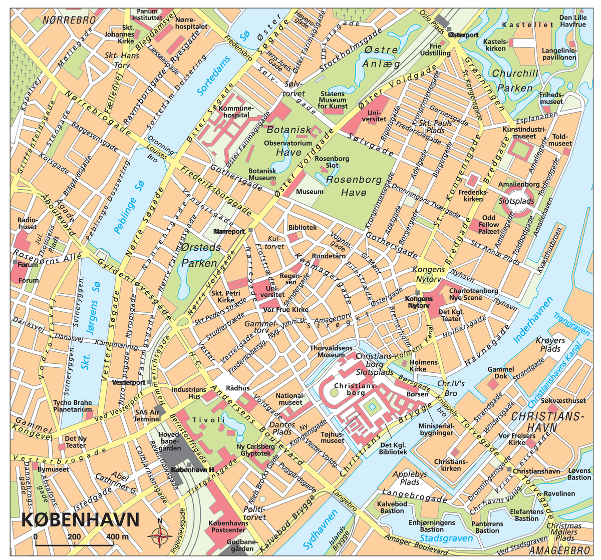 København (kart, sentrum)