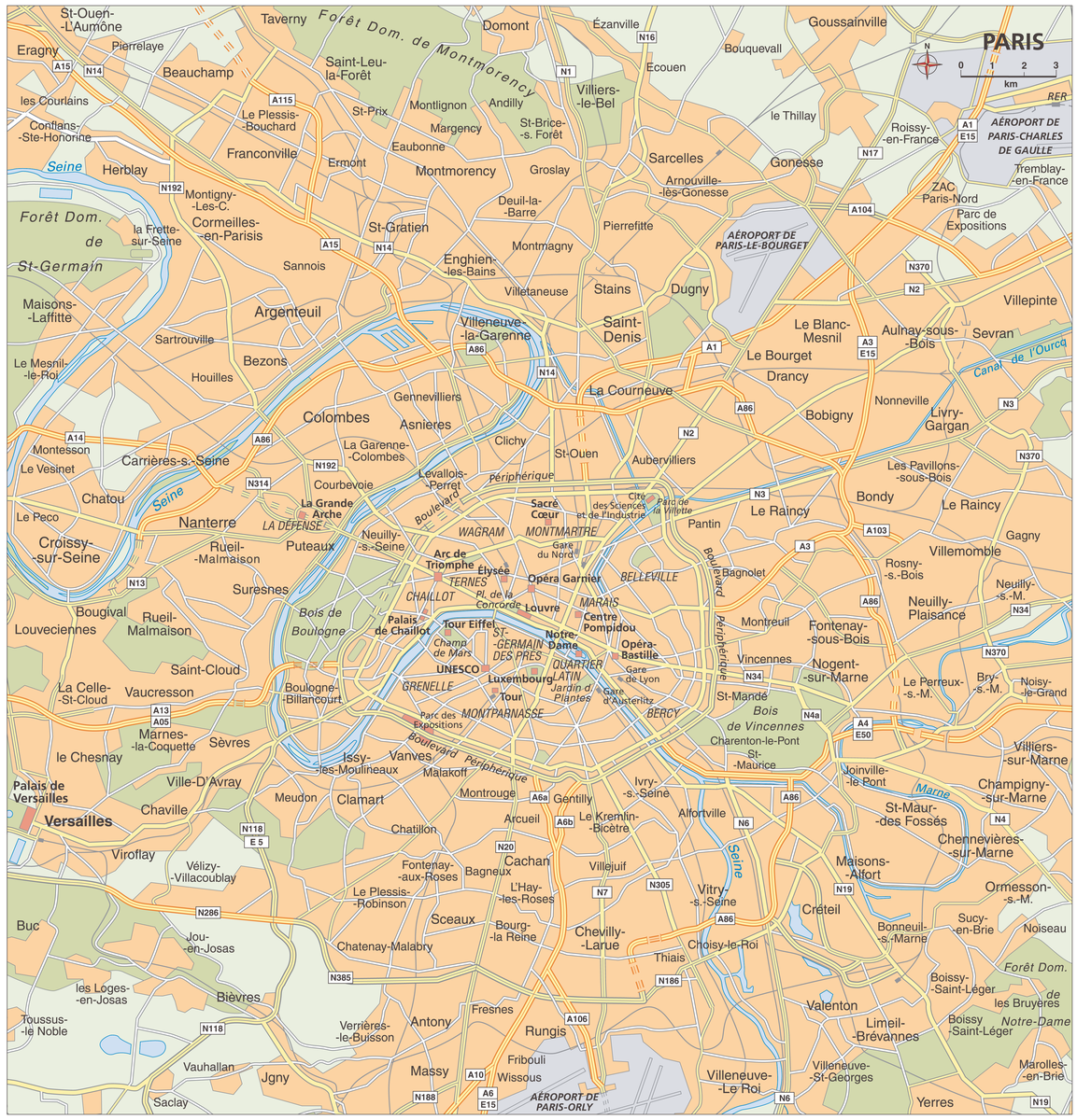 Paris (Bybeskrivelse) (områdekart)
