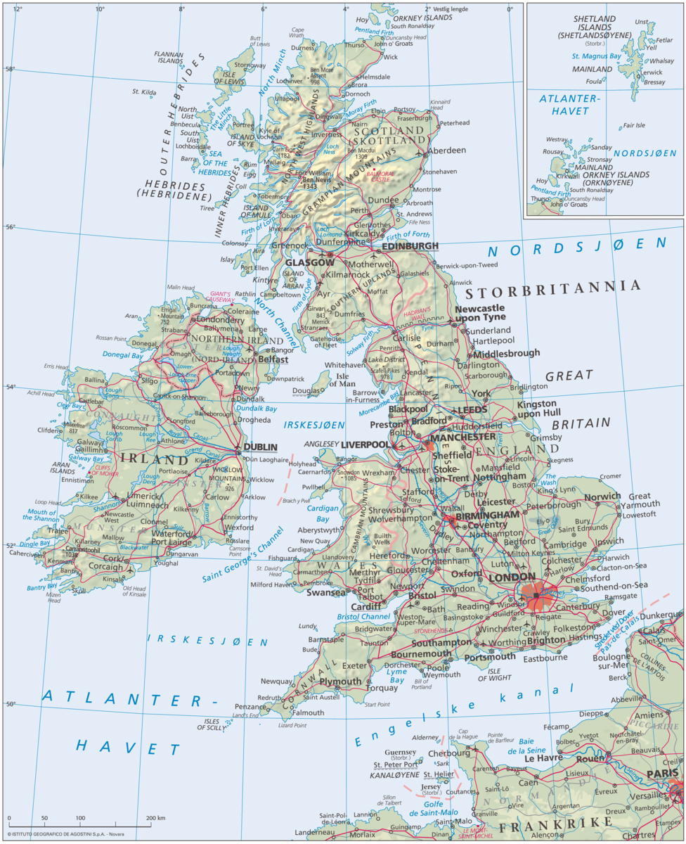 Storbritannia og Nord–Irland (Hovedkart)
