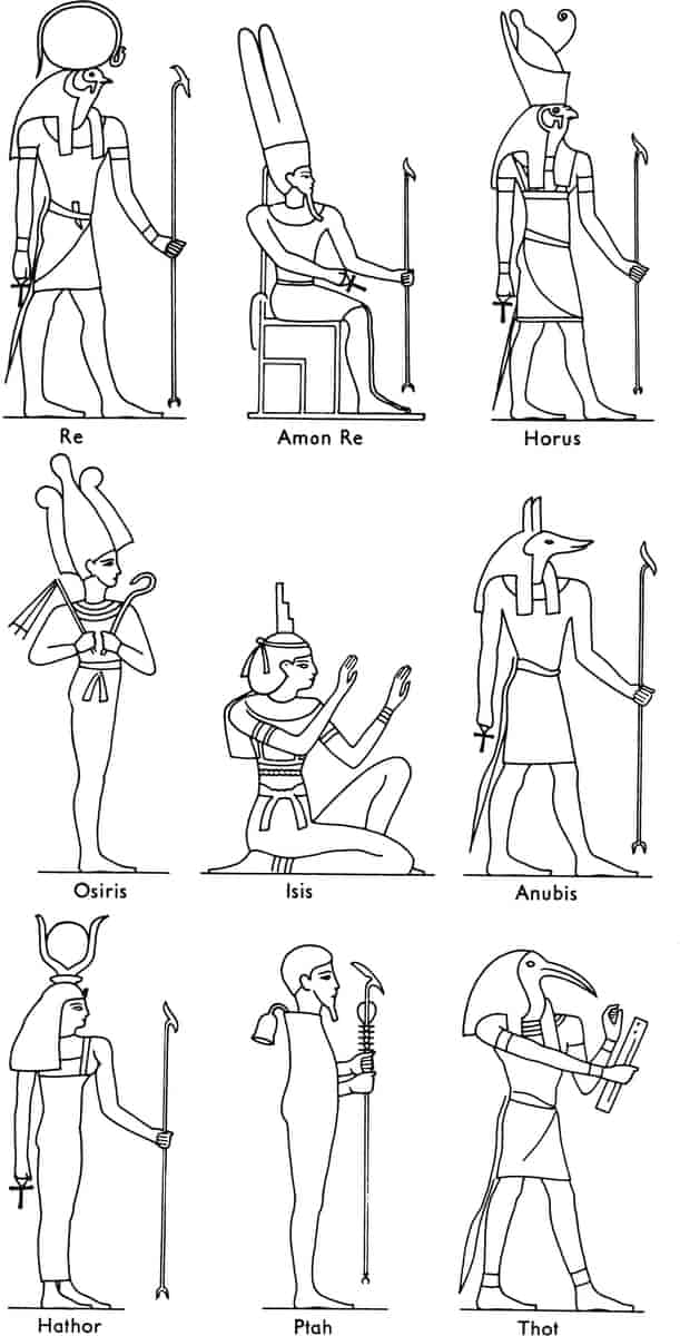 Egypt, Ni egyptiske guder