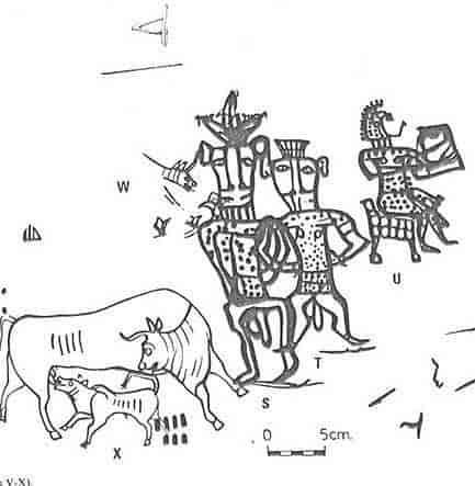 Tegninger på krukke funnet i Kuntillet Ajrud, ved greensen til Sinai.