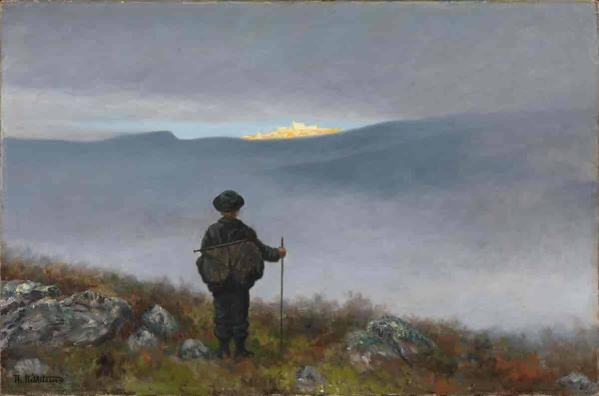 Maleriet «Langt langt borte saa han noget lyse og glitre» (1900) av Theodor Kittelsen