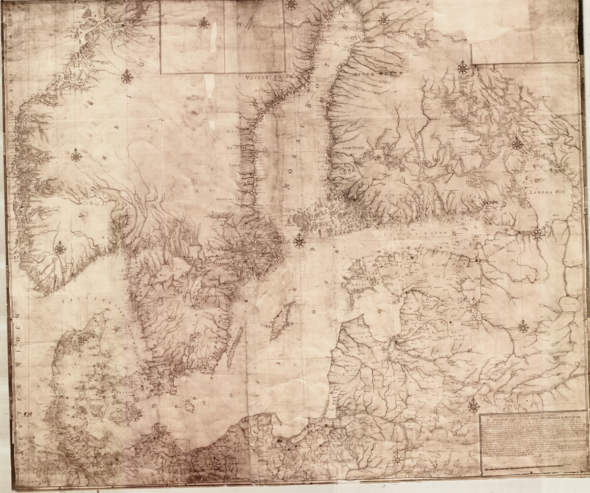Sjøkart over Østersjøene og landene rundt fra 1718.