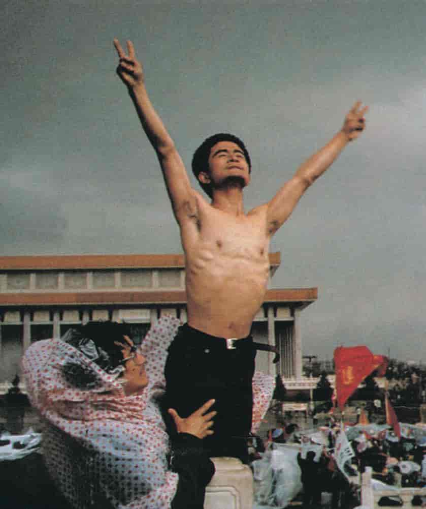 Demonstrant på Himmelfredsplassen i 1989