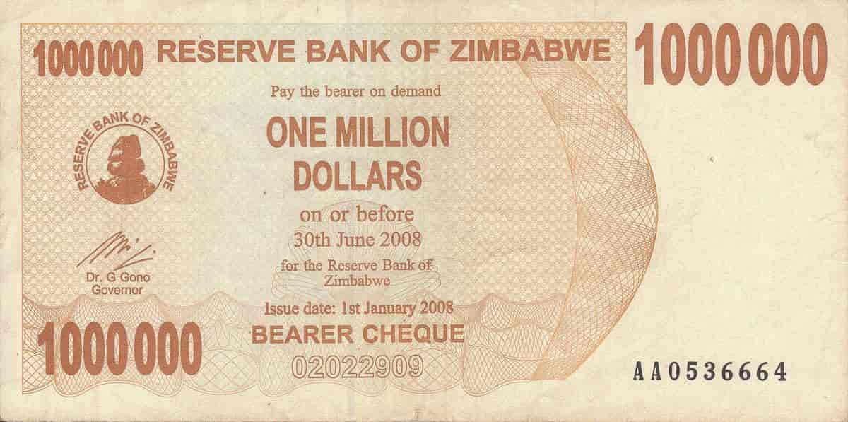 Zimbabwisk millionseddel.