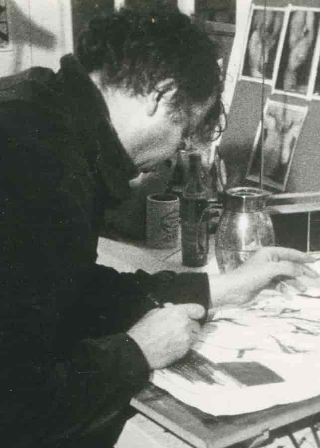 Horst Janssen i sitt atelier 1968
