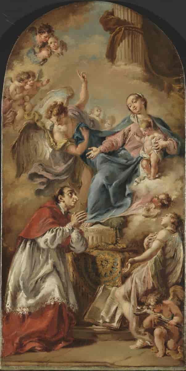 Den hellige Carlo Borromeos tilbedelse av Jomfru Maria med Jesusbarnet