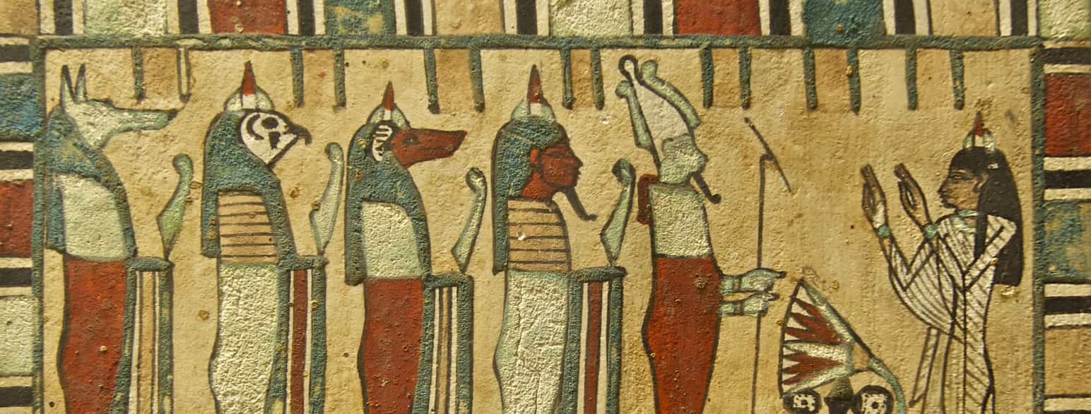 Meresimen gir gaver til Osiris og Horus' fire sønner