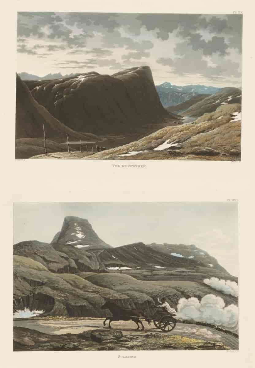 Motiv fra Filefjell, hentet fra Voyage Pittoresque aux Alpes Norvégiennes, 1819–1822
