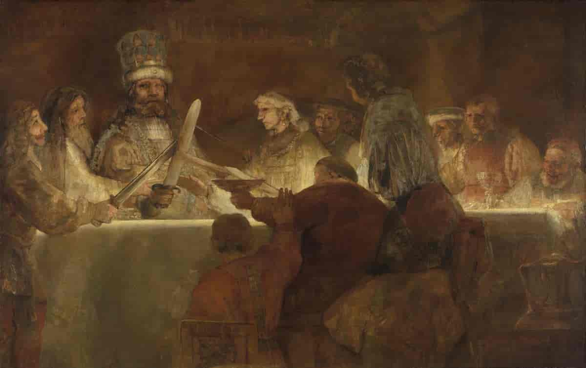 Konspirasjonen mellom opprørerne fra Batavia under Claudius Civilis, Rembrandt van Rijn, 1661 - 1662