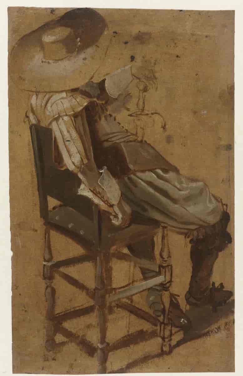 Sittende mann med sverd, Dirck Hals, 1601 - 1656