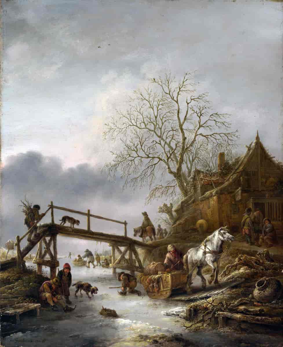 A Winter Scene, 1640-tallet. Henger på National Gallery, London.