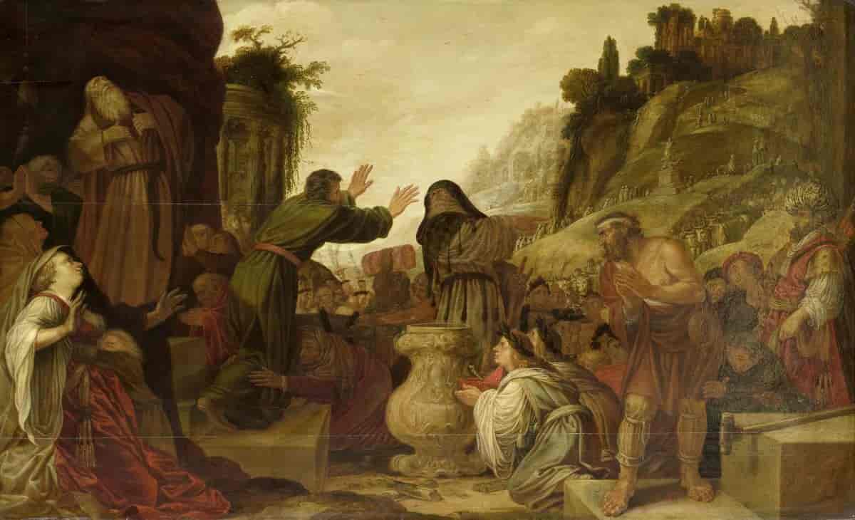 Paulus og Barnabas tilbes som guder at folket i Lystra, 1628