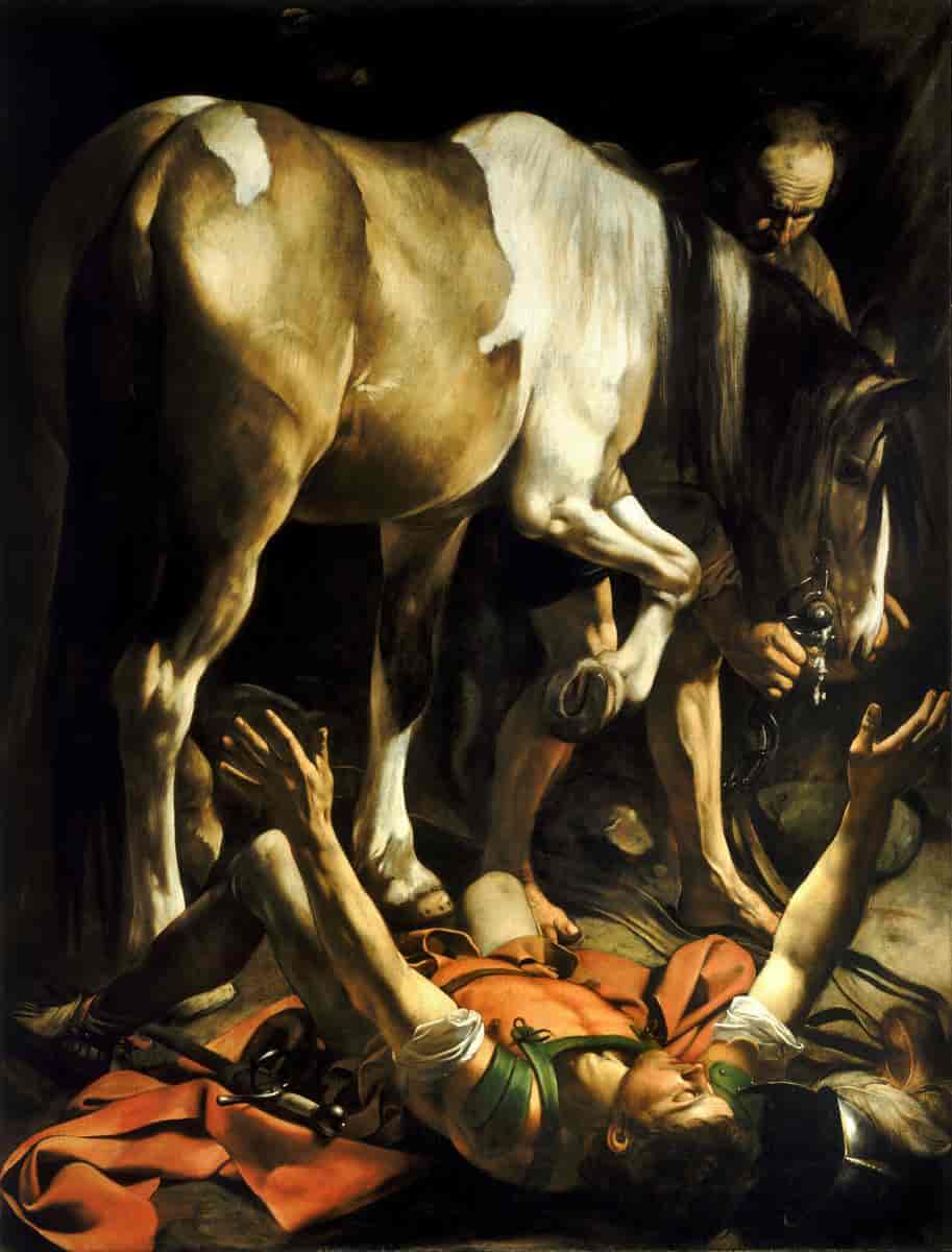 Pauli omvendelse. Maleri av Caravaggio 1600-1601. Maleriet henger i Santa Maria del popolo i Roma.