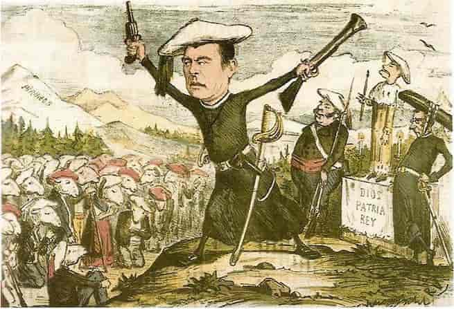 Karikatur av karlister fra La Flaca i 1870