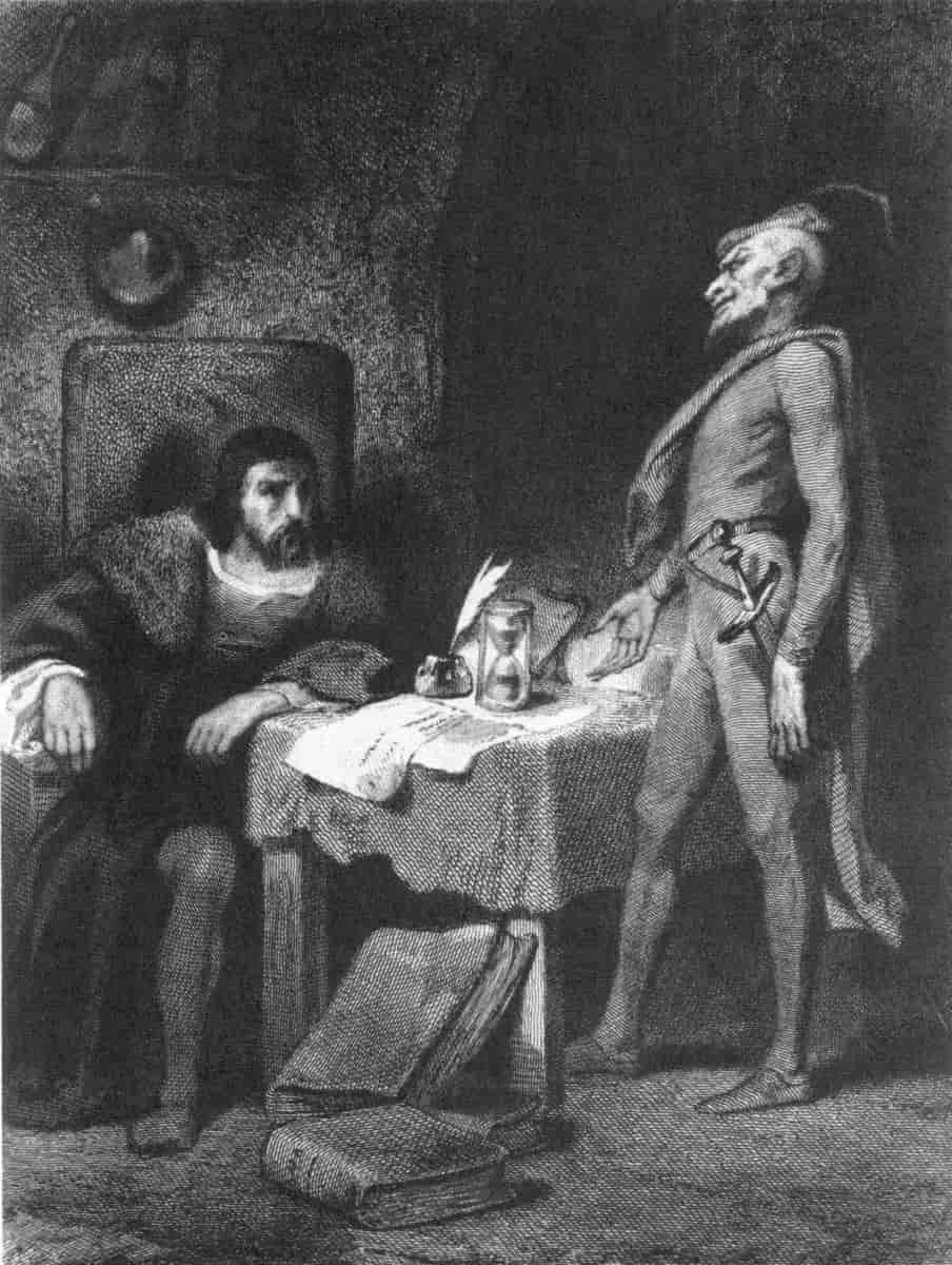 Radering av Tony Johannot som forestiller Faust og Mefisto (1845-1847)