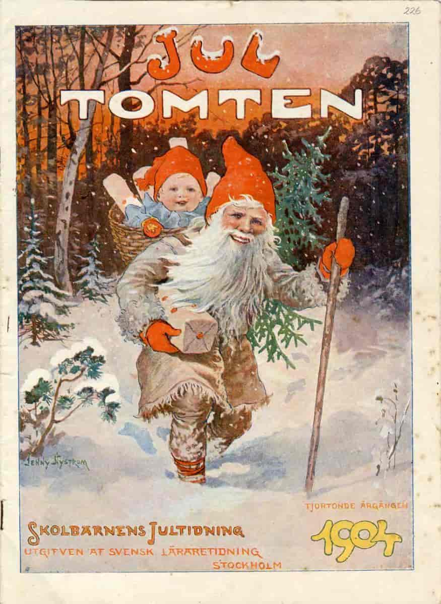 Forside til tidsskriftet «Jultomten» (1904) med illustrasjon av Jenny Nyström