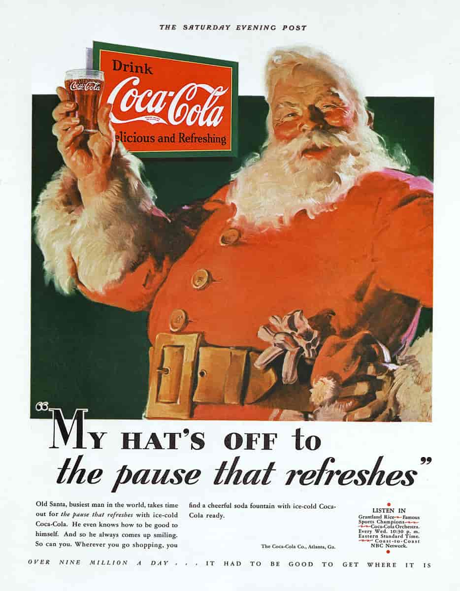 Santa-reklame for Coca Cola tegnet av Haddon Sundblom 1931